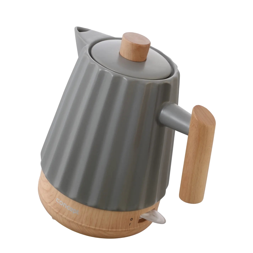 Concept RK0092 - Elektriline veekeetja 1,5 l 1500W/230V tumehall/puidu dekor/keraamika