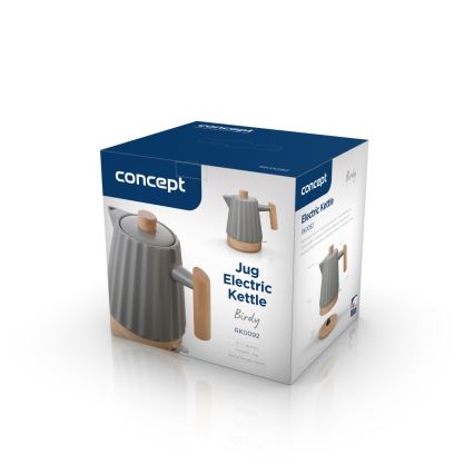 Concept RK0092 - Elektriline veekeetja 1,5 l 1500W/230V tumehall/puidu dekor/keraamika