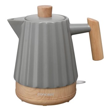 Concept RK0092 - Elektriline veekeetja 1,5 l 1500W/230V tumehall/puidu dekor/keraamika