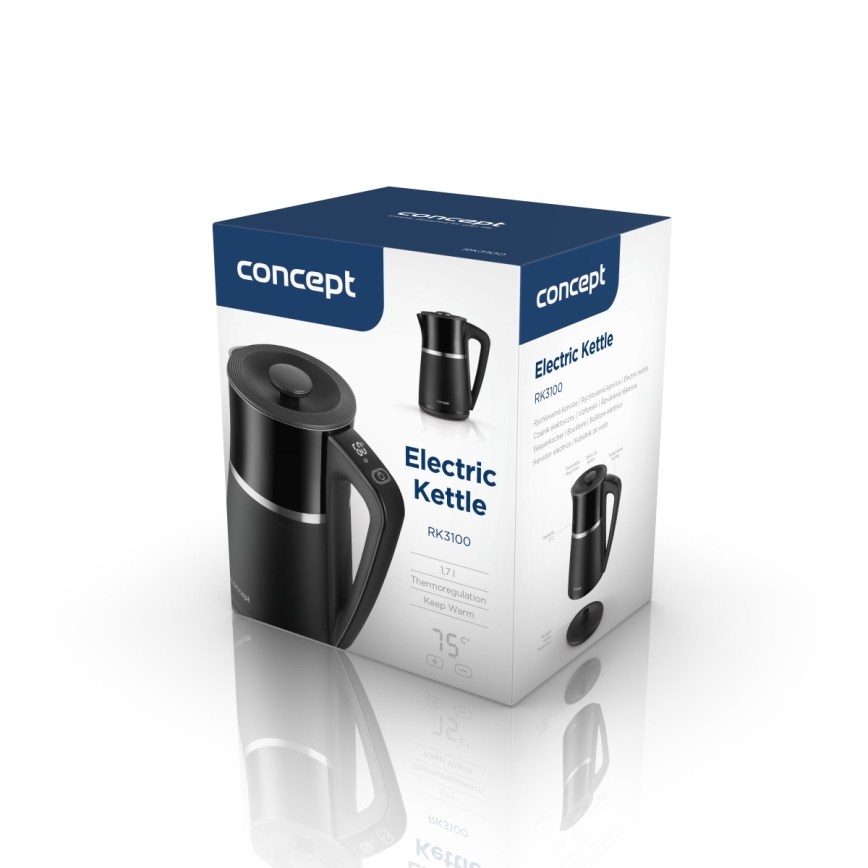 Concept RK3100 - Kiirveekeetja temperatuuri reguleerimisega 1,7 l 2200W/230V must