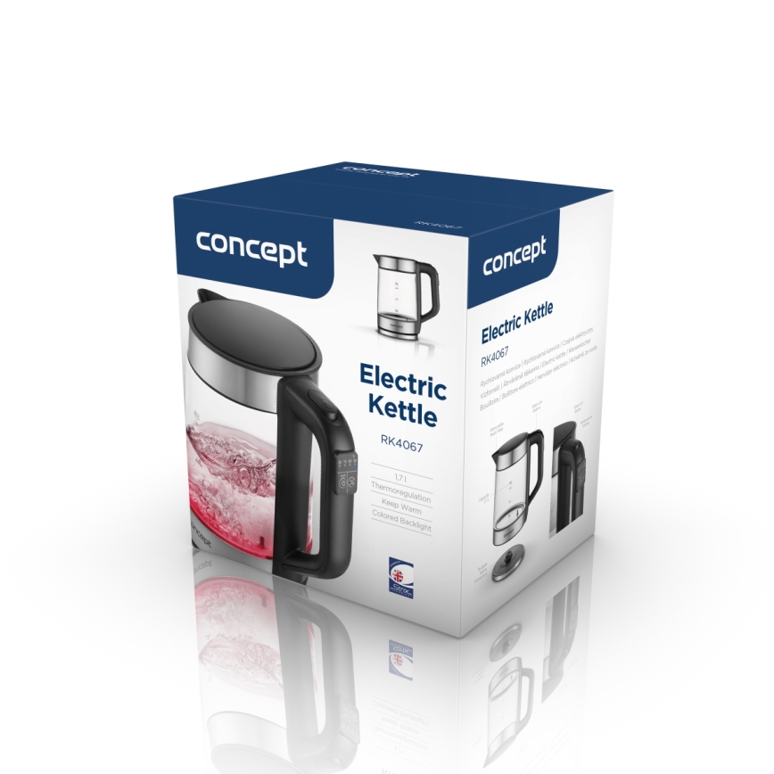 Concept RK4067 - Kiirveekeetja temperatuuri reguleerimisega 1,7 l 2200W/230V roostevaba teras