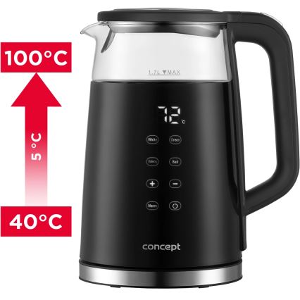 Concept RK4100 - Kiirveekeetja temperatuuri reguleerimisega 1,7 l 2200W/230V must