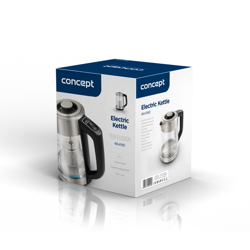 Concept RK4190 - Kiirveekeetja temperatuuri reguleerimise ja filtriga 1,7 l 2200W/230V roostevabast terasest