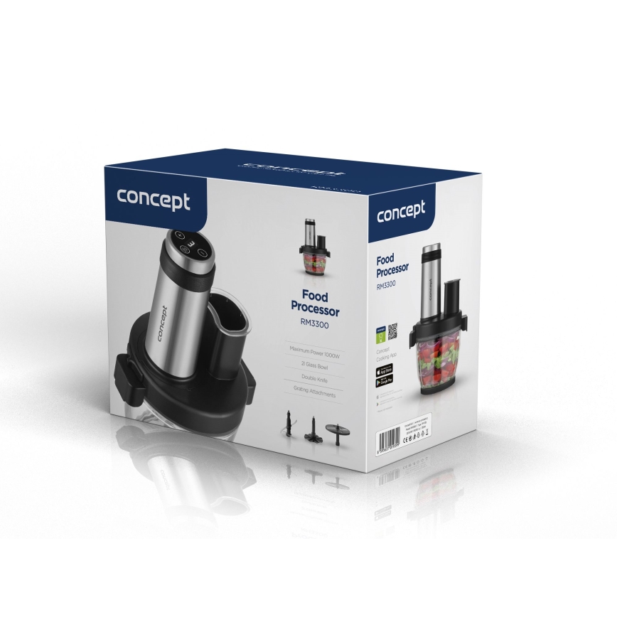 Concept RM3300 - Köögirobot koos riiviga 1000W/230V must/roostevaba