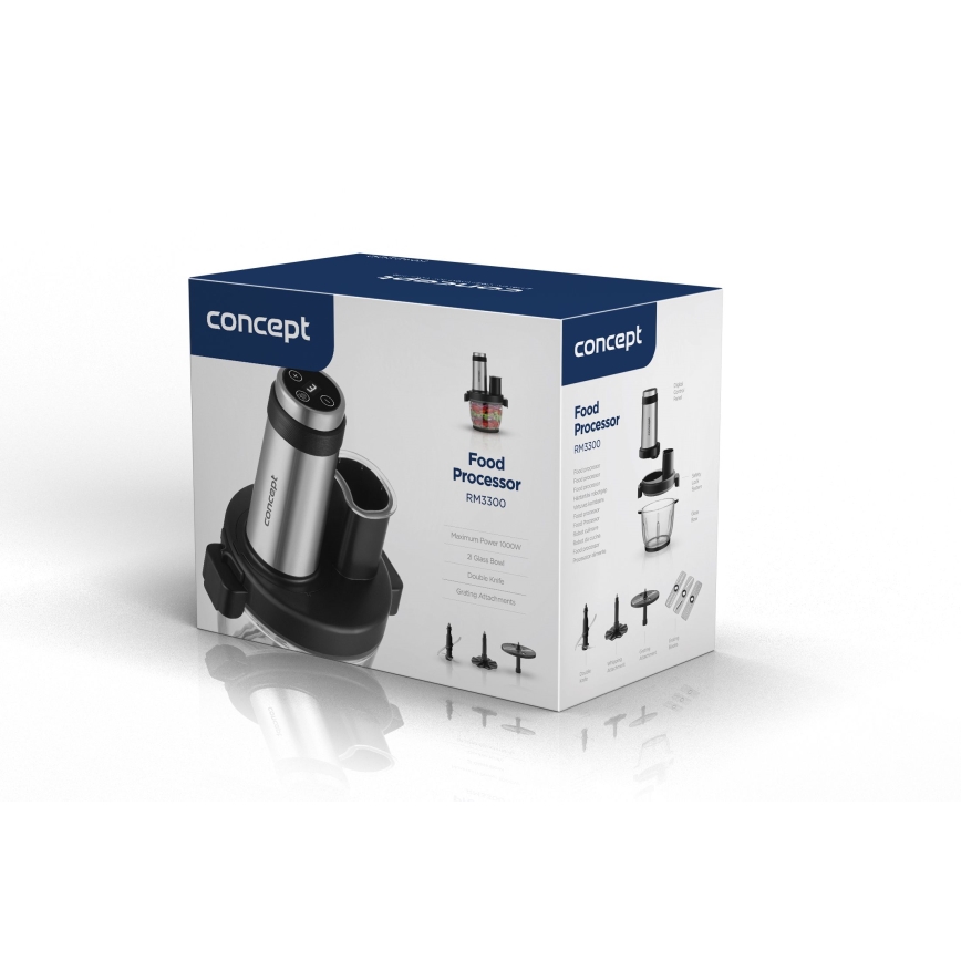 Concept RM3300 - Köögirobot koos riiviga 1000W/230V must/roostevaba