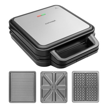 Concept SV3080 - Võileivagrill FAMILY 3-ühes 1200W/230V must/roostevaba
