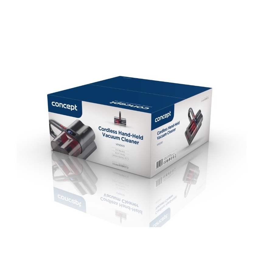 Concept VP2000 - käeshoitav antibakteriaalne tolmuimeja UV-C-lambiga LUMISTAR 120W/11,1V