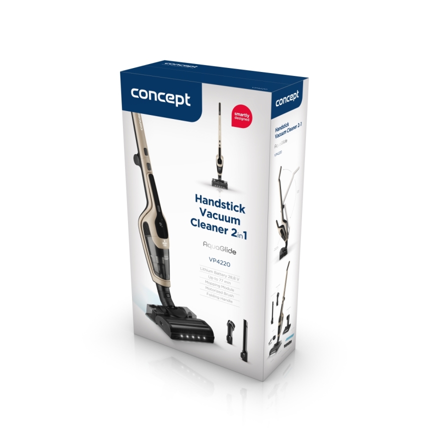 Concept VP4220 - Juhtmevaba 3-ühes pulgaga tolmuimeja AQUAGLIDE 160W/28,8V 2200 mAh beež