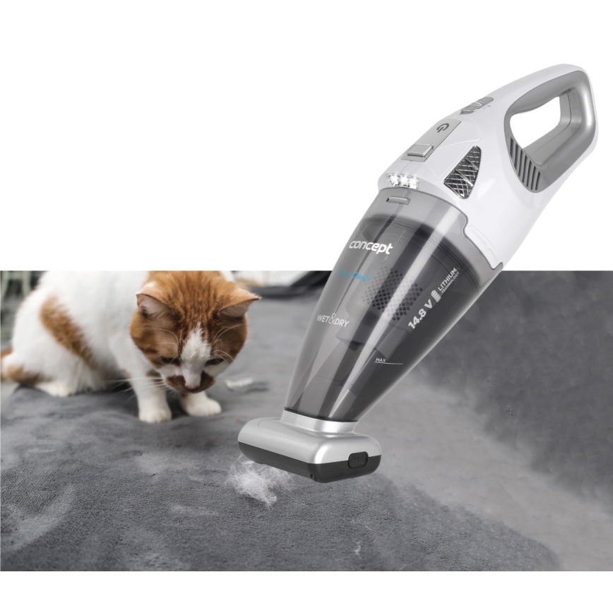 Concept VP4370 - Käeshoitav tolmuimeja WET & DRY PERFECT CLEAN 90W/14,8V 2200 mAh valge