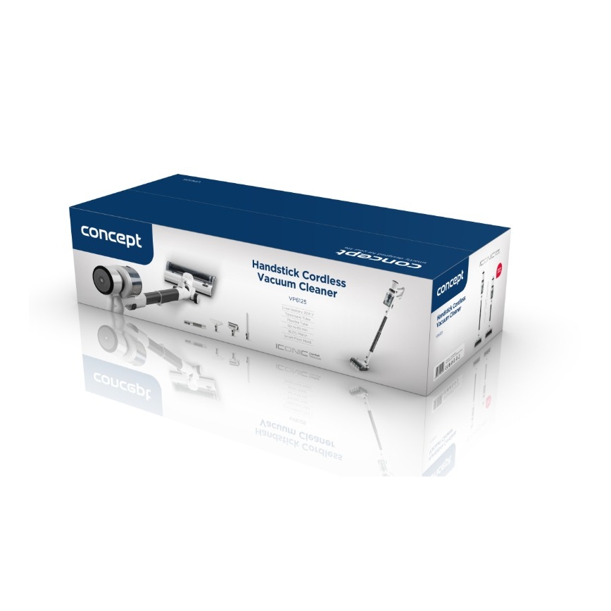 Concept VP6125 - 2-ühes vars- ja käsitolmuimeja ICONIC Comfort Telescope 400W/29,6V 2000 mAh valge