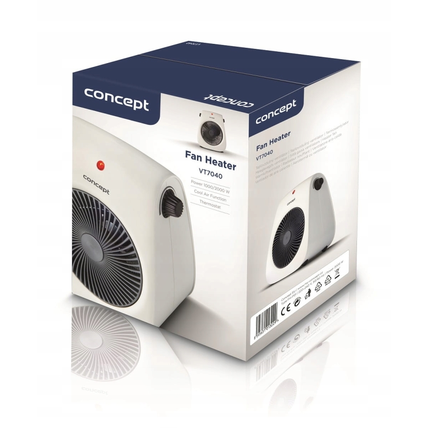 Concept vt7040 - ventilaatoriga õhksoojendi 1000/2000W/230V valge