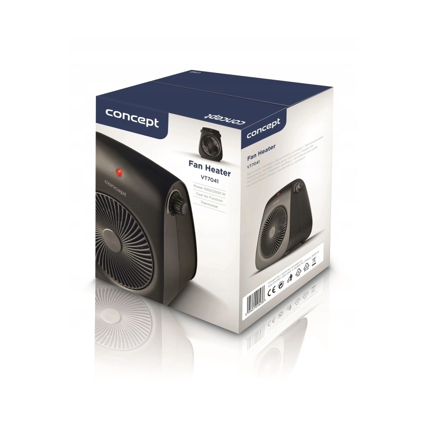 Concept vt7041 - ventilaator küttekehaga 1000/2000W/230V must