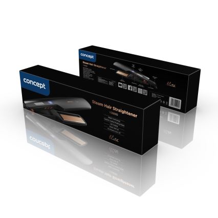 Concept VZ6010 - Auruga juuksesirgendaja koos LED ekraaniga ELITE STEAM BOOST 54W/230V must