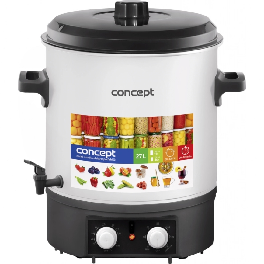 Concept ZH0030 - Pastörisaator 27 l 2000W/230V roostevaba/must