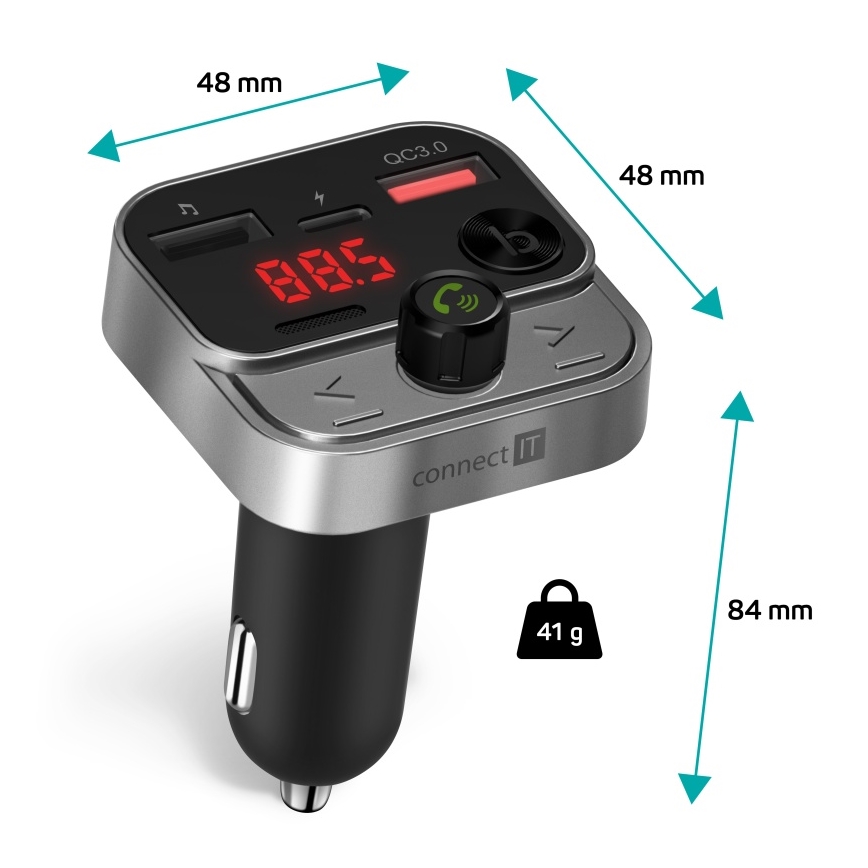 CONNECT IT CCC-8900-AN - FM-saatja autole koos handsfree funktsiooniga must/hõbedane