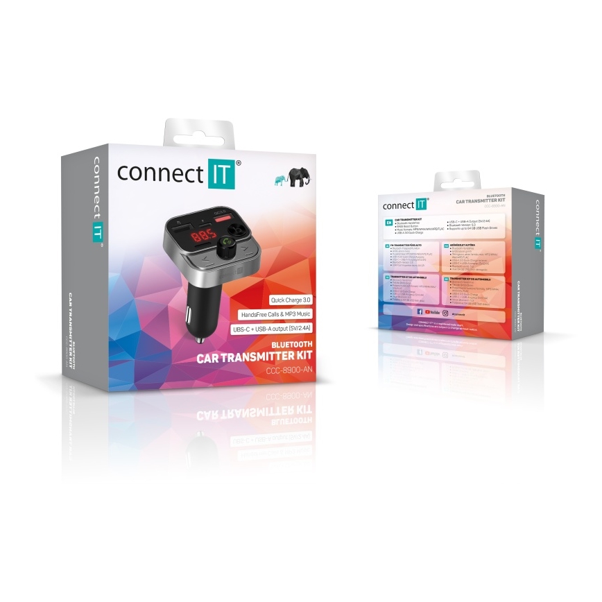 CONNECT IT CCC-8900-AN - FM-saatja autole koos handsfree funktsiooniga must/hõbedane