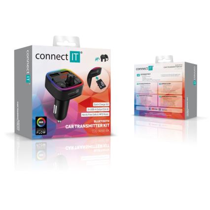 CONNECT IT CCC-9090-BK - LED RGB FM auto raadiosaatja käed-vabad funktsiooniga must