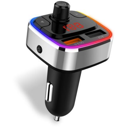 CONNECT IT CCC-9090-SL - LED RGB FM auto raadiosaatja käed-vabad funktsiooniga must/hõbedane