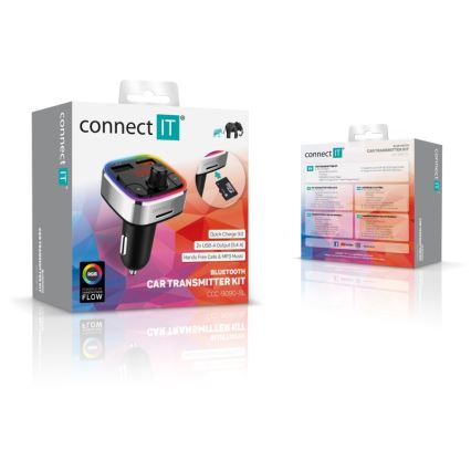 CONNECT IT CCC-9090-SL - LED RGB FM auto raadiosaatja käed-vabad funktsiooniga must/hõbedane