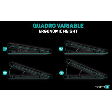 CONNECT IT CCP-2200-RD - Jahutuspadi sülearvutile 4x ventilaator 2xUSB must/punane