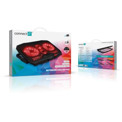 CONNECT IT CCP-2200-RD - Jahutuspadi sülearvutile 4x ventilaator 2xUSB must/punane
