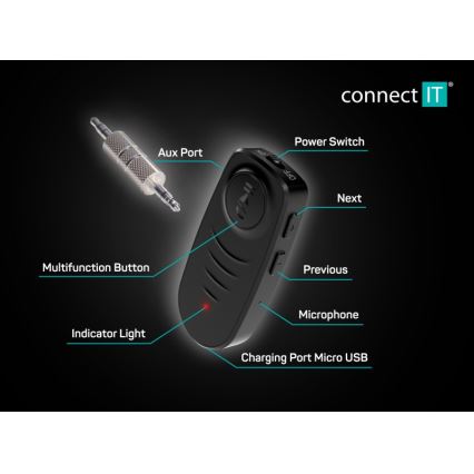 CONNECT IT CFF-4050-BK - Bluetooth audio vastuvõtja AUX 110 mAh