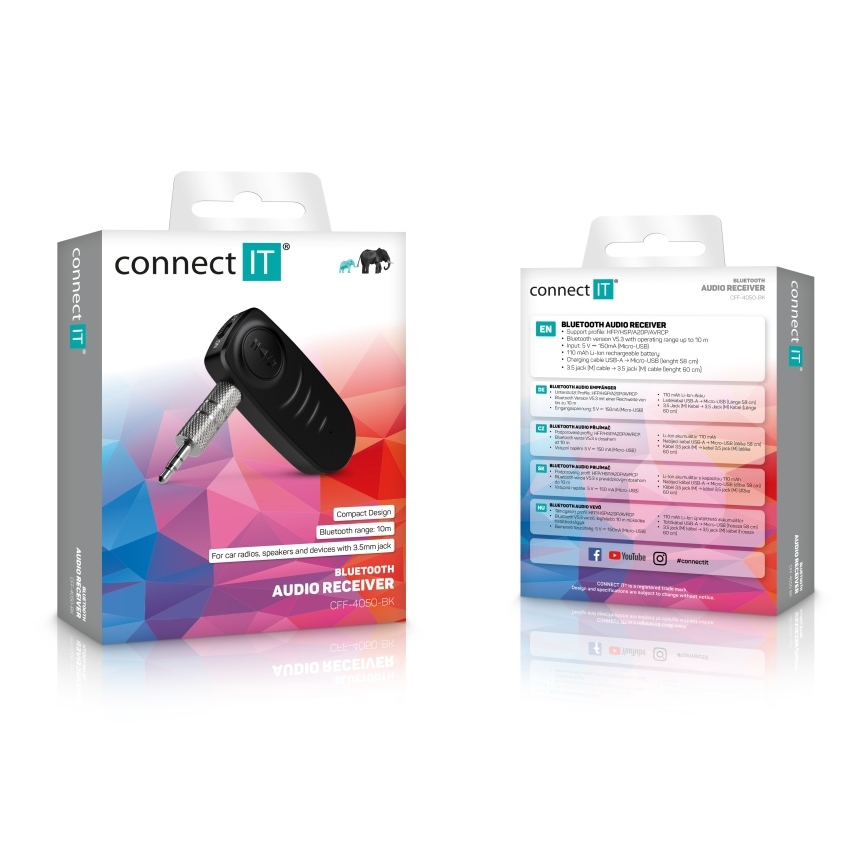 CONNECT IT CFF-4050-BK - Bluetooth audio vastuvõtja AUX 110 mAh