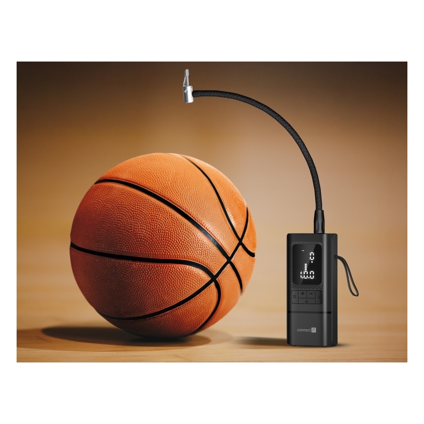 CONNECT IT CFF-4500-BK - AirFlow taskusuuruses digitaalne kompressor 80 W / 6000 mAh, must