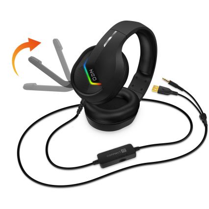 CONNECT IT CHP-3595-BK - LED RGB Juhtmega mänguri kõrvaklapid mikrofoniga must