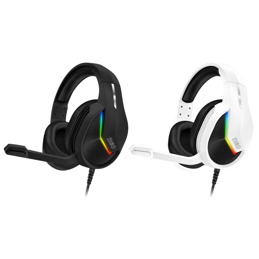CONNECT IT CHP-3595-BK - LED RGB Juhtmega mänguri kõrvaklapid mikrofoniga must
