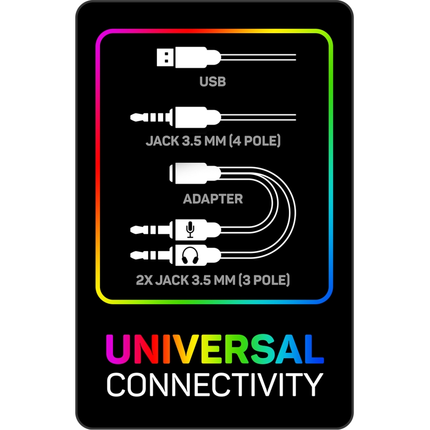 CONNECT IT CHP-3595-BK - LED RGB Juhtmega mänguri kõrvaklapid mikrofoniga must