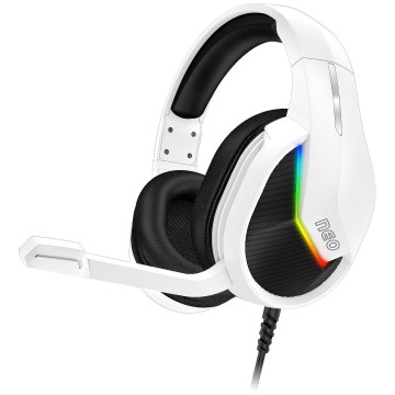 CONNECT IT CHP-3595-WH - LED RGB Juhtmega mänguri kõrvaklapid mikrofoniga valge/must