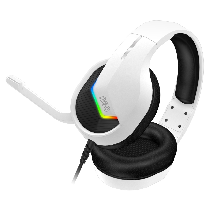 CONNECT IT CHP-3595-WH - LED RGB Juhtmega mänguri kõrvaklapid mikrofoniga valge/must