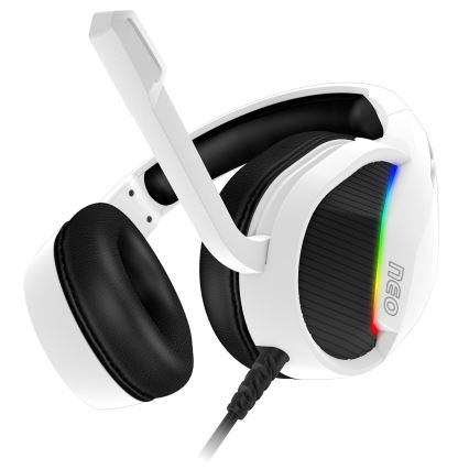 CONNECT IT CHP-3595-WH - LED RGB Juhtmega mänguri kõrvaklapid mikrofoniga valge/must