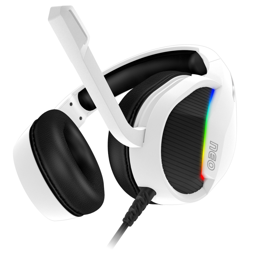 CONNECT IT CHP-3595-WH - LED RGB Juhtmega mänguri kõrvaklapid mikrofoniga valge/must