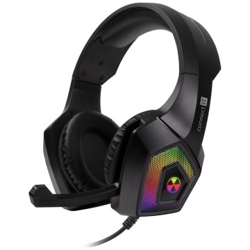 CONNECT IT CHP-5600-BK - LED RGB Juhtmega mänguri kõrvaklapid mikrofoniga must
