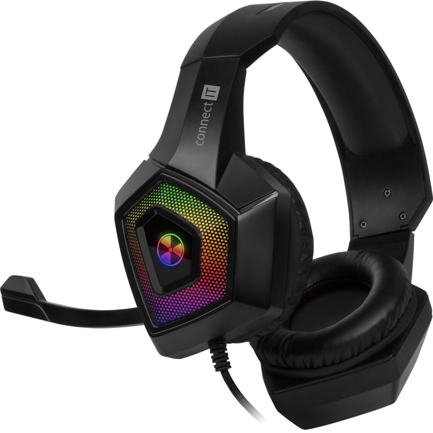 CONNECT IT CHP-5600-BK - LED RGB Juhtmega mänguri kõrvaklapid mikrofoniga must