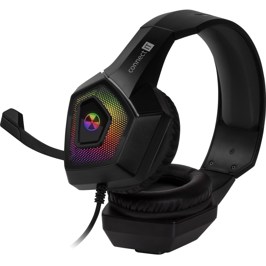 CONNECT IT CHP-5600-BK - LED RGB Juhtmega mänguri kõrvaklapid mikrofoniga must