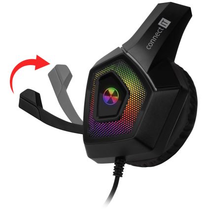 CONNECT IT CHP-5600-BK - LED RGB Juhtmega mänguri kõrvaklapid mikrofoniga must