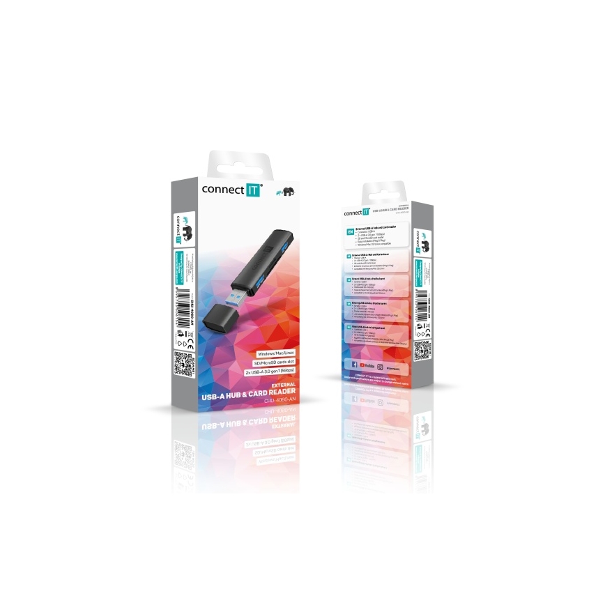CONNECT IT CHU-4060-AN - USB-A hub mälukaardi lugejaga 4-ühes