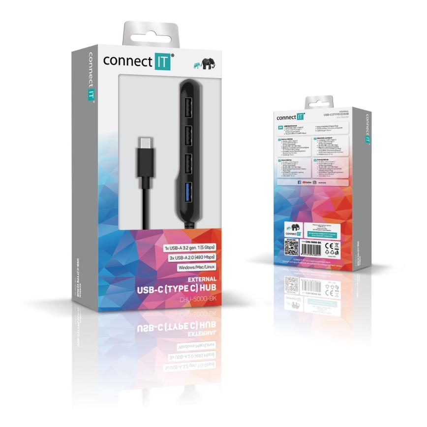 CONNECT IT CHU-5000-BK - USB-C hub 4-ühes