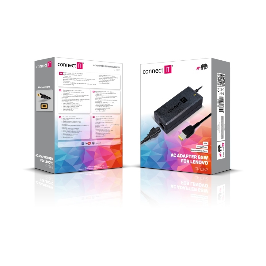 CONNECT IT CI-1062 - Vooluadapter Lenovo sülearvutitele 65W