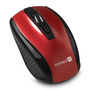 CONNECT IT CI-1224 - Juhtmevaba hiir 800/1200/1600 DPI 2xAAA must/punane