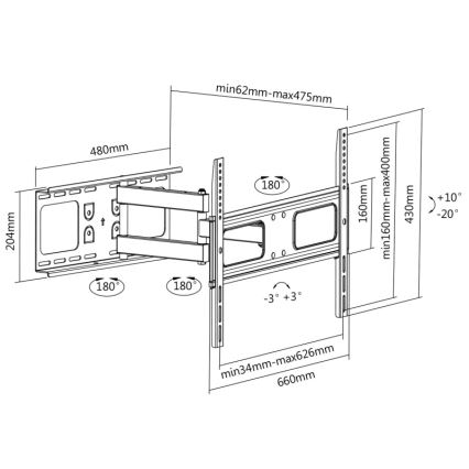 CONNECT IT CI-787 - Seinakinnitus telerile 37-70” valge