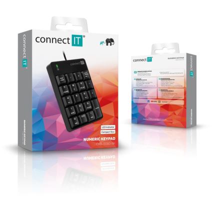 CONNECT IT CKB-0060-BK - Juhtmega numbritega klaviatuur must