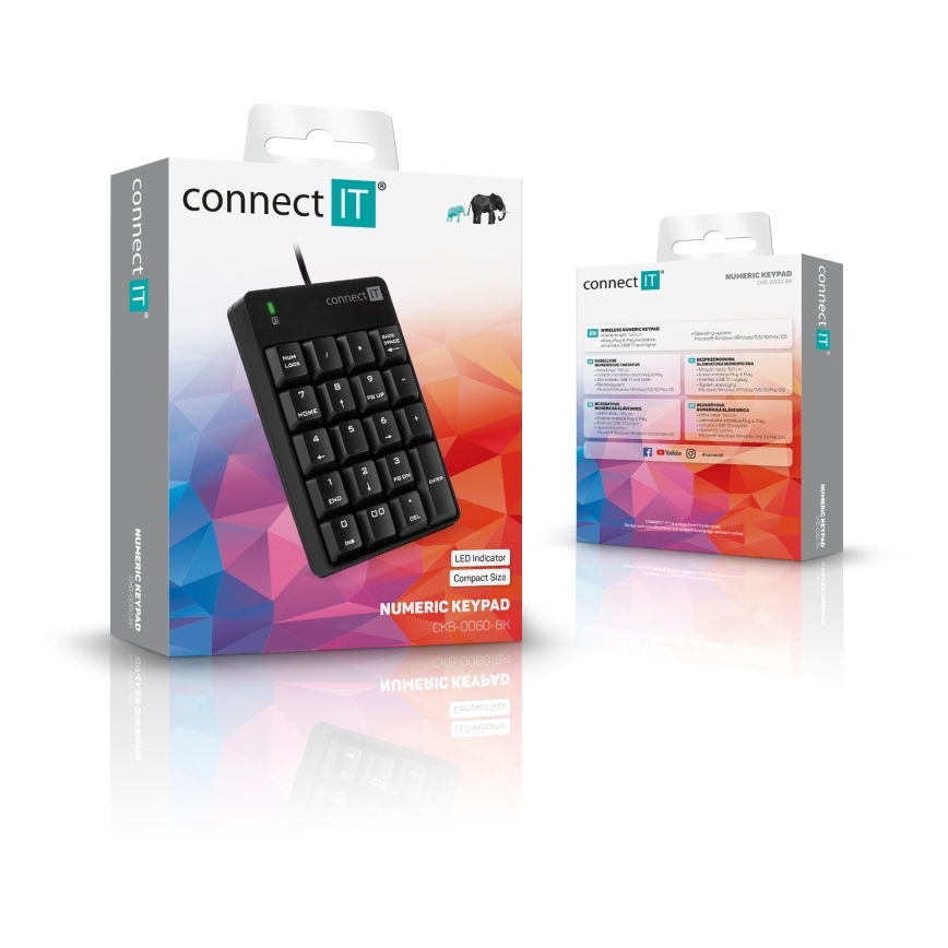 CONNECT IT CKB-0060-BK - Juhtmega numbritega klaviatuur must