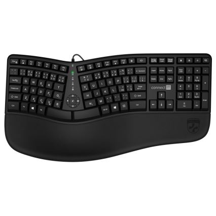 CONNECT IT CKB-2800-CS - Ergonoomiline juhtmevaba klaviatuur CZ/SK lokalisatsiooniga must