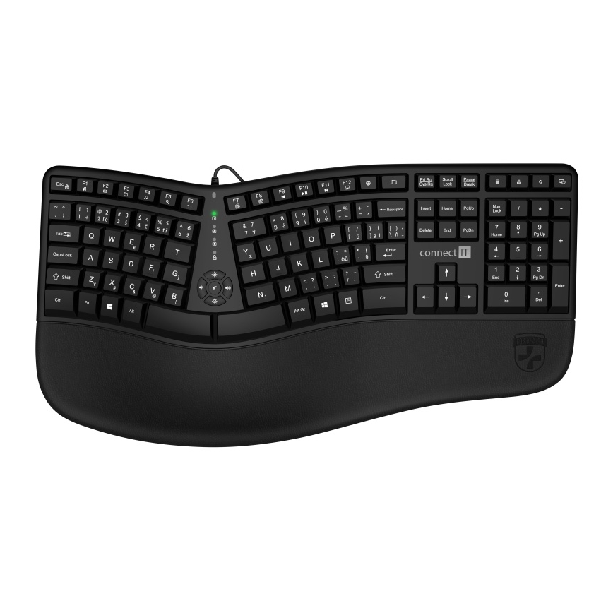 CONNECT IT CKB-2800-CS - Ergonoomiline juhtmevaba klaviatuur CZ/SK lokalisatsiooniga must