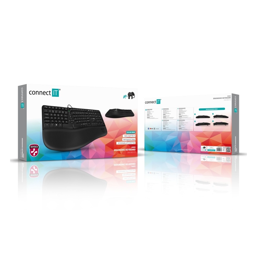 CONNECT IT CKB-2800-CS - Ergonoomiline juhtmevaba klaviatuur CZ/SK lokalisatsiooniga must