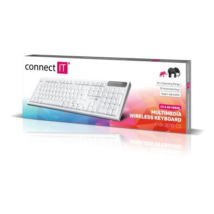 CONNECT IT CKB-3010-CS - Multimeedia juhtmevaba klaviatuur CZ/SK lokalisatsiooniga 2xAAA valge